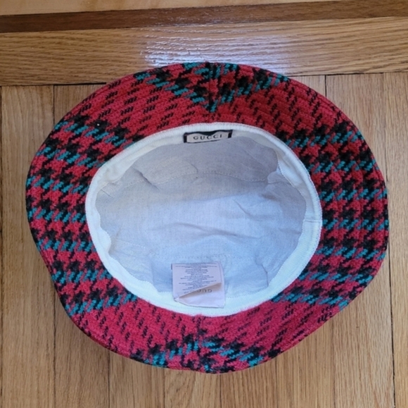 GUCCI TWEED WOOL HOUNDSTOOTH LOGO GG BUCKET FEDORA HAT - Picture 10 of 12